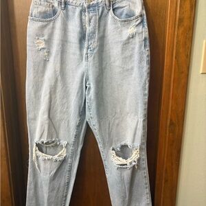 PacSun Light Blue Distressed/ripped Dad Jeans 30